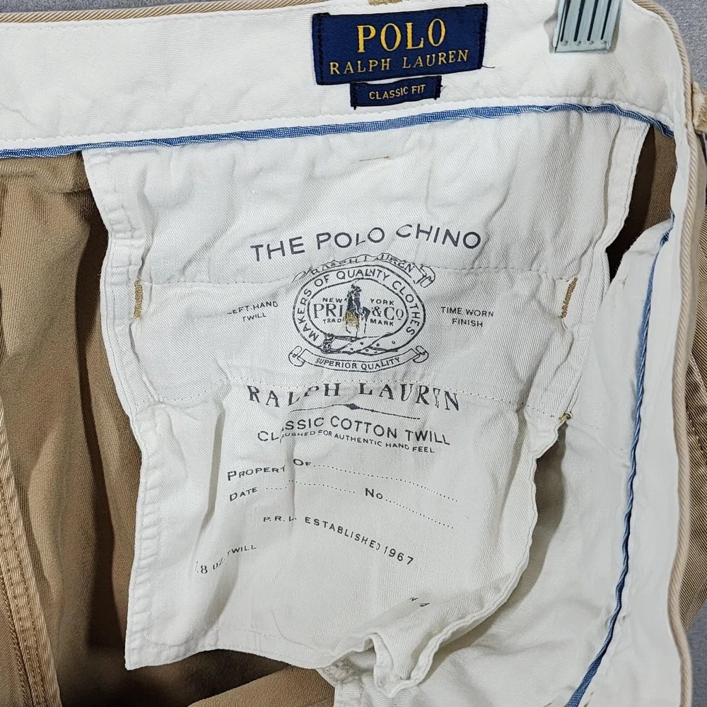 Polo Ralph Lauren Pants Mens 38x30 Khaki Classic Fit‎ Chinos Twill Casual Tan